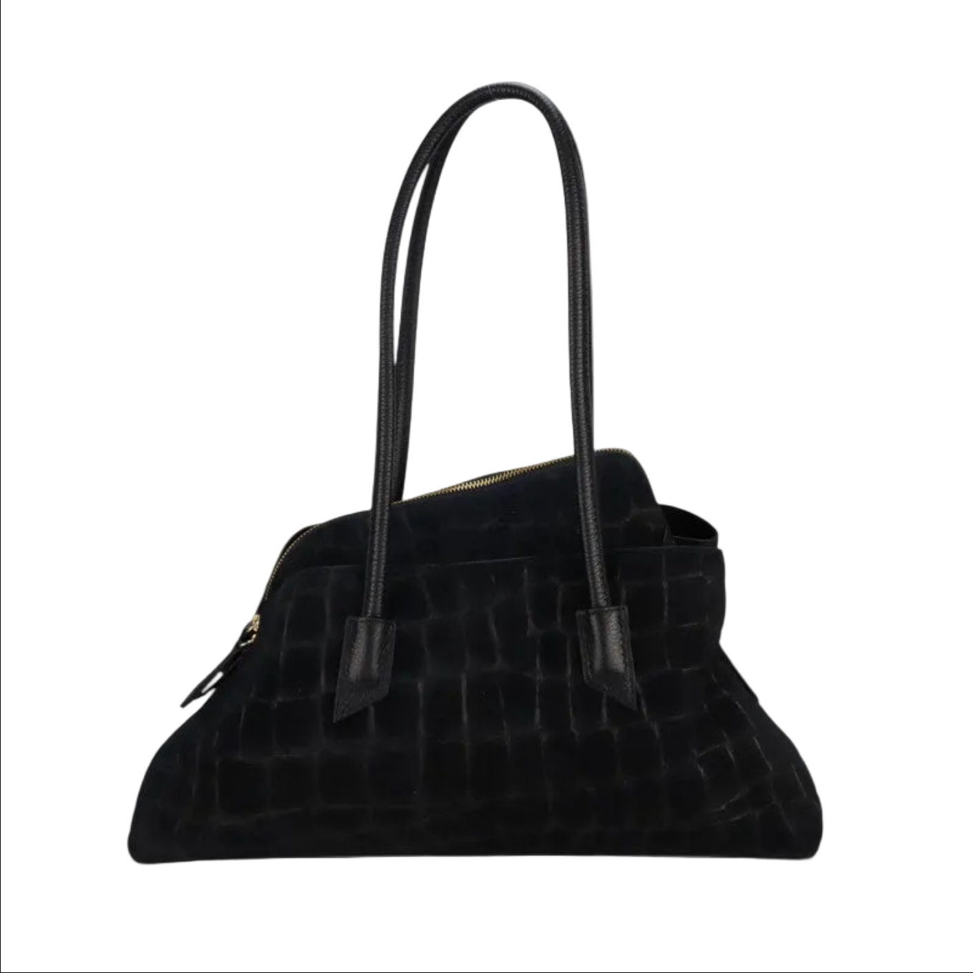 BZNA Bag B06263 Kroko Schwarz Wildleder Italy Damen Shopper Schultertasche Tasche