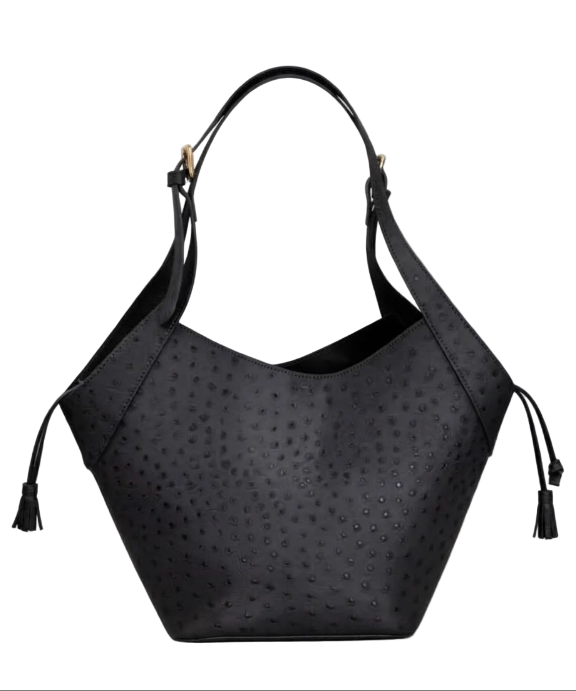 BZNA Bag B0798 Schwarz Leder Strauß Prägung Italy Damen Shopper Schultertasche Tasche - B Z N A