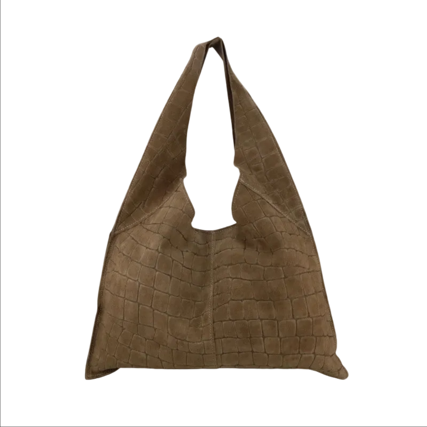 BZNA Bag B06261 Kroko Taupe Wildleder Italy Damen Shopper Schultertasche Tasche