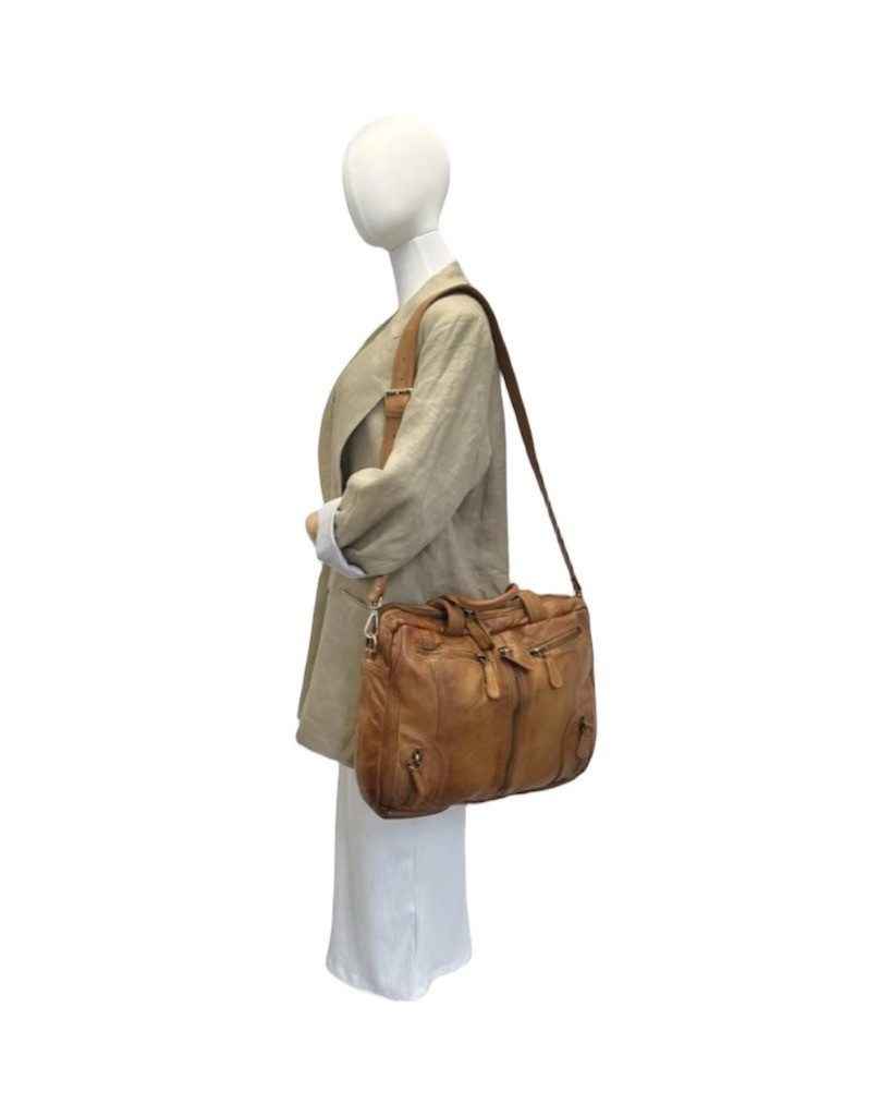 BZNA Bag Simsa Senape Gelb Business Aktentasche Designer Ledertasche Schultertasche Unisex