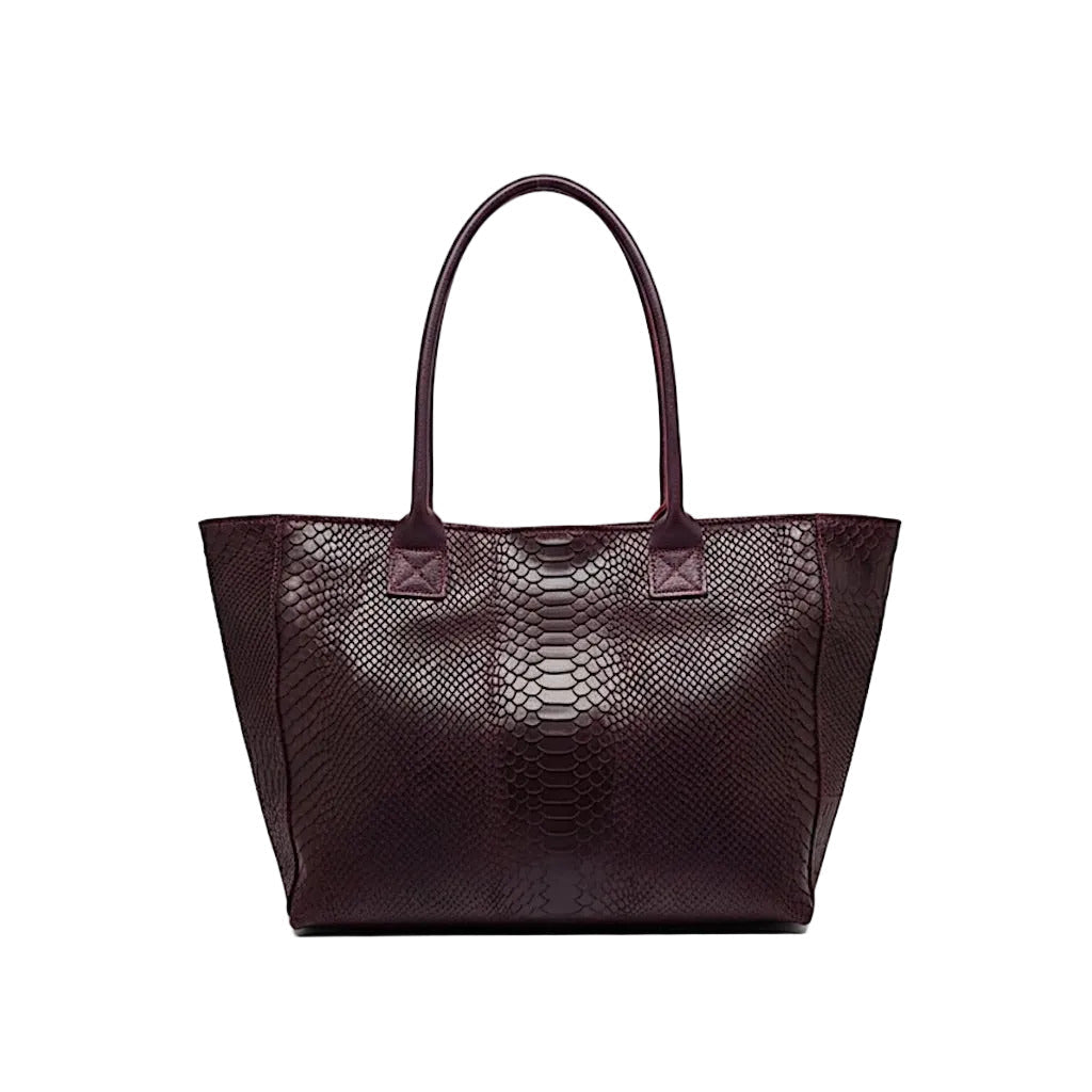 BZNA Bag Ladasha Bordeaux Snake Prägung Leder Italy Damen Shopper Handtasche Schultertasche Tasche - B Z N A