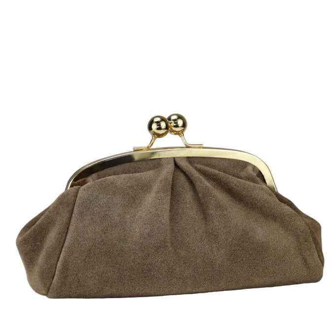 BZNA Bag Merle Taupe Wildleder Leder Italy Damen Clutch Handtasche Schultertasche