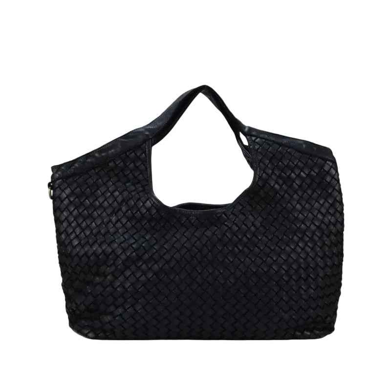 BZNA Bag BL342 Schwarz Italy Designer Handtasche Schultertasche Tasche Leder Shopper