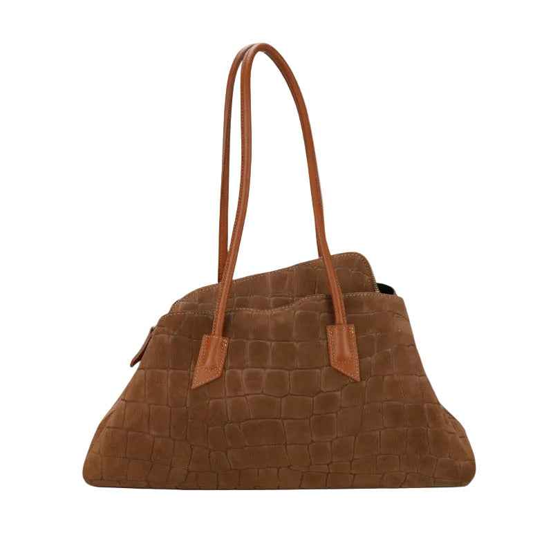 BZNA Bag B06263 Kroko Cognac Wildleder Italy Damen Shopper Schultertasche Tasche