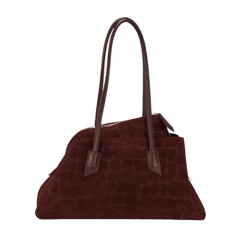 BZNA Bag B06263 Kroko Bordeaux Wildleder Italy Damen Shopper Schultertasche Tasche