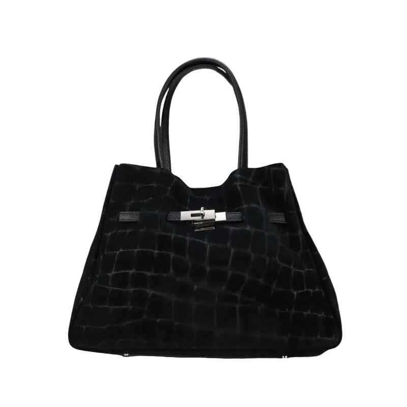BZNA Bag B06261 Schwarz Wildleder Italy Damen Shopper Schultertasche Tasche