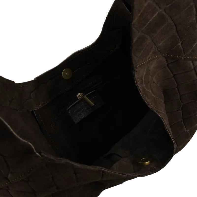 BZNA Bag B06261 Kroko Moro Wildleder Italy Damen Shopper Schultertasche Tasche