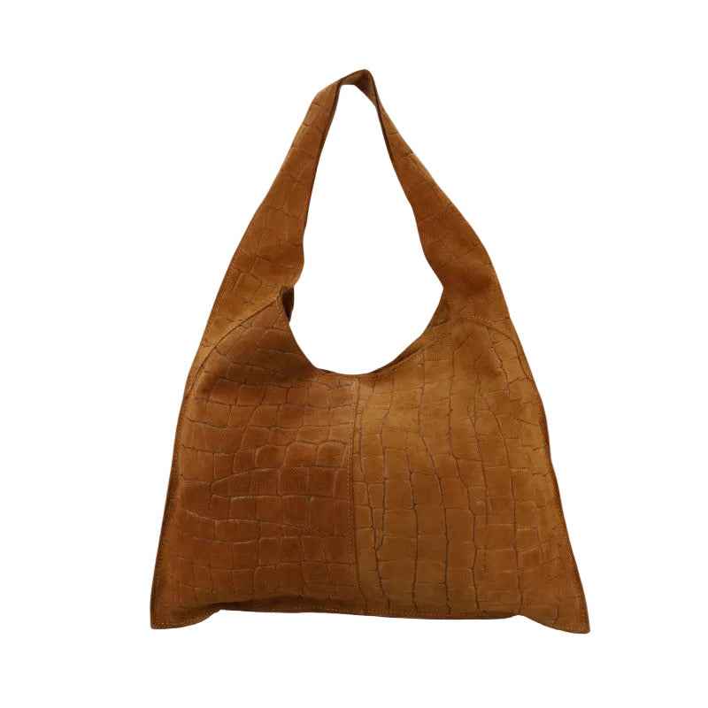 BZNA Bag B06261 Kroko Cognac Wildleder Italy Damen Shopper Schultertasche Tasche