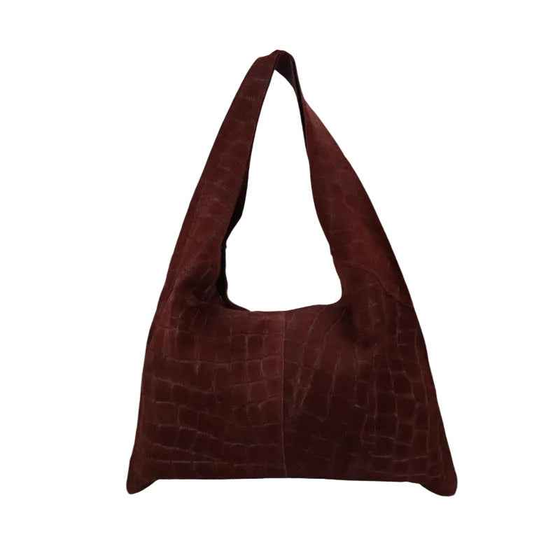BZNA Bag B06261 Kroko Bordeaux Wildleder Italy Damen Shopper Schultertasche Tasche