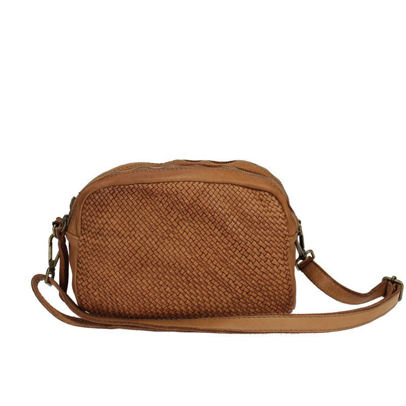 BZNA Bag Lucy cognac Italy Designer Clutch Braided Ledertasche Umhängetasche Damen Handtasche Schultertasche Tasche Leder Shopper Neu - B Z N A