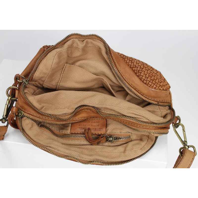 BZNA Bag Lucy cognac Italy Designer Clutch Braided Ledertasche Umhängetasche Damen Handtasche Schultertasche Tasche Leder Shopper Neu