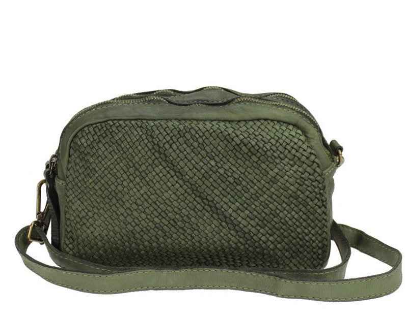 BZNA Bag Lucy verde Italy Designer Clutch Braided Ledertasche Umhängetasche Damen Handtasche Schultertasche Tasche Leder Shopper Neu