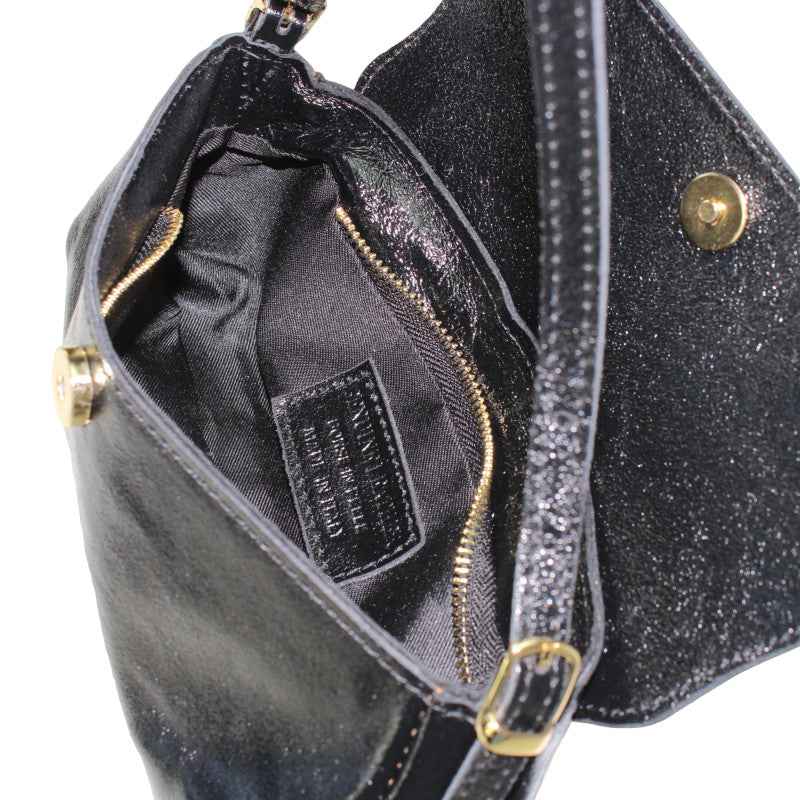 BZNA Bag İkra Marrone Metalicca Leder Italy Damen Clutch Handtasche Schultertasche