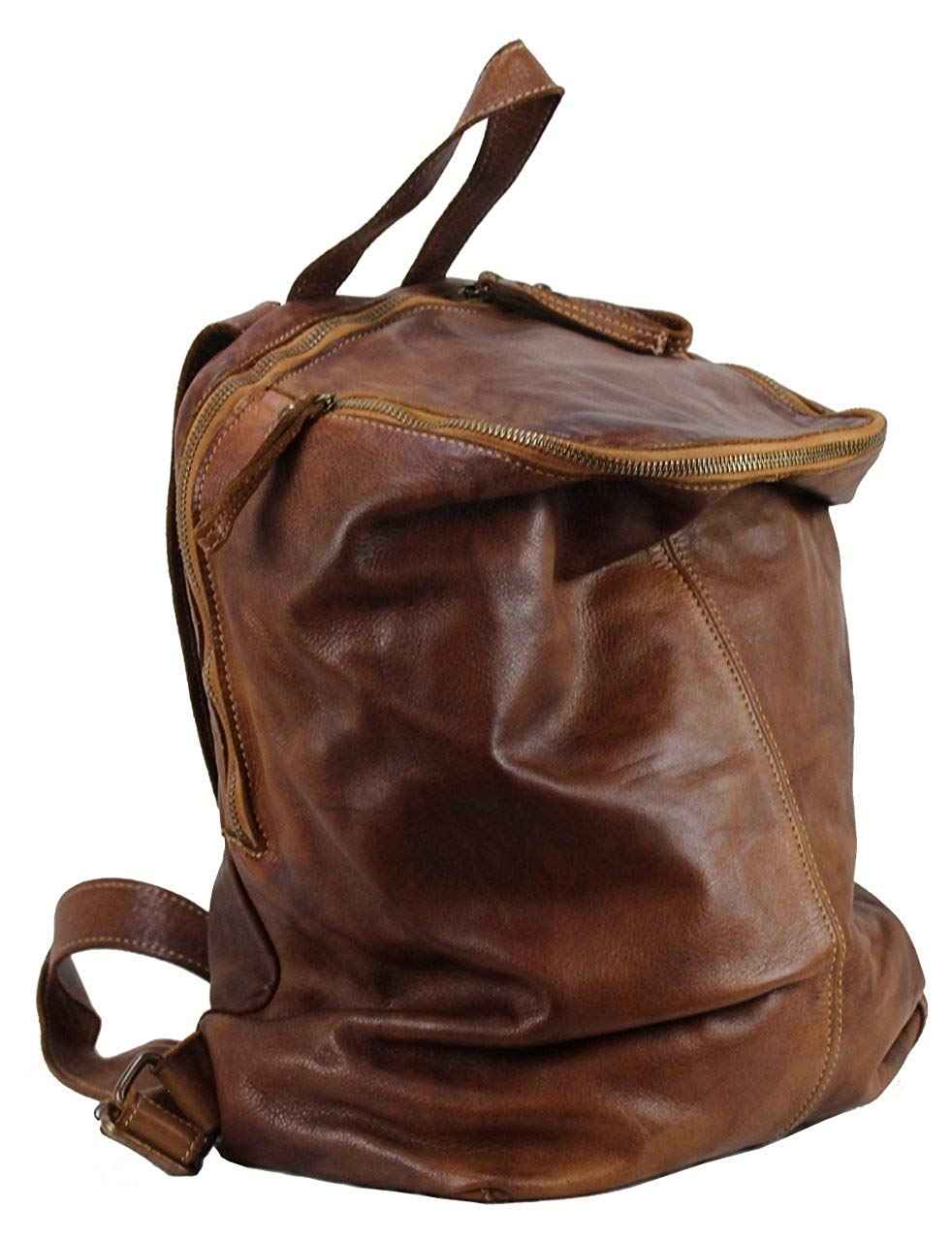 Bozana Bag Richie cognac Backpacker Designer Rucksack Damenhandtasche Schultertasche Leder Nappa sheep ItalyNeu