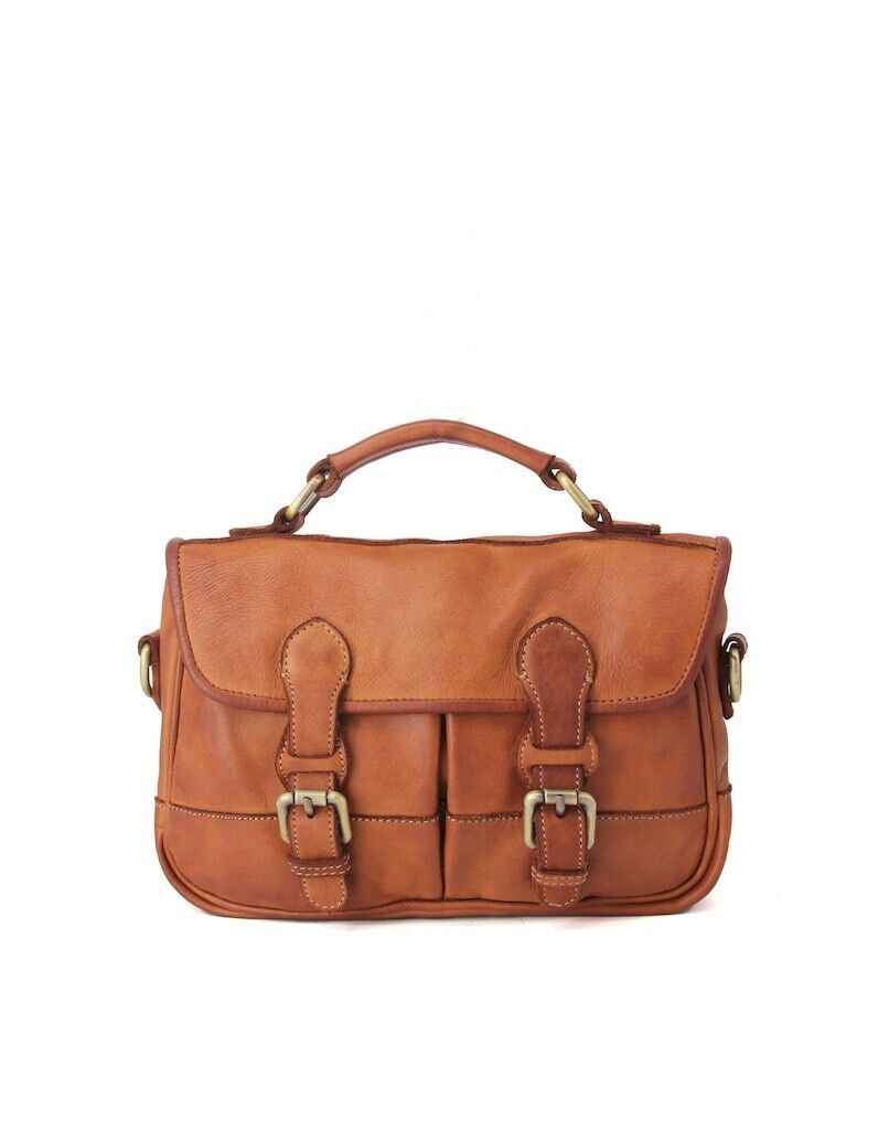 BZNA Aktentasche Enzo Cognac Business Bag Designer Ledertasche Schultertasche
