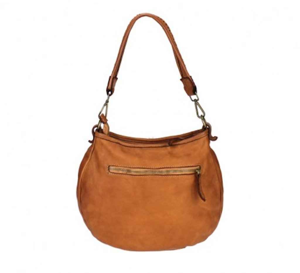 BZNA Bag Alesa Cognac Italy Designer Beutel Umhängetasche Damen Handtasche Leder