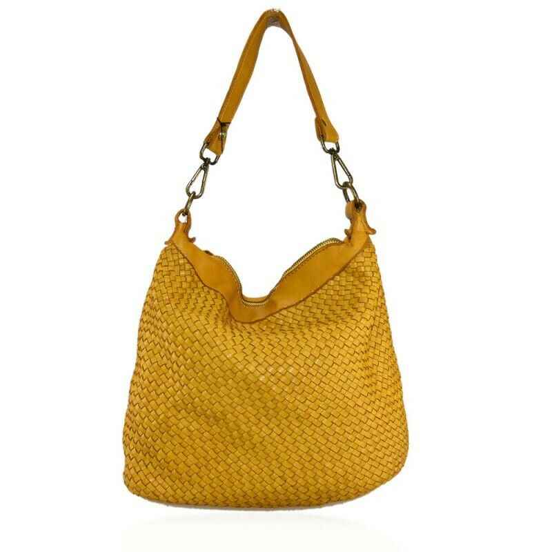 BZNA Bag Briana Gelb Italy Designer Beutel Umhängetasche Damen Handtasche Leder