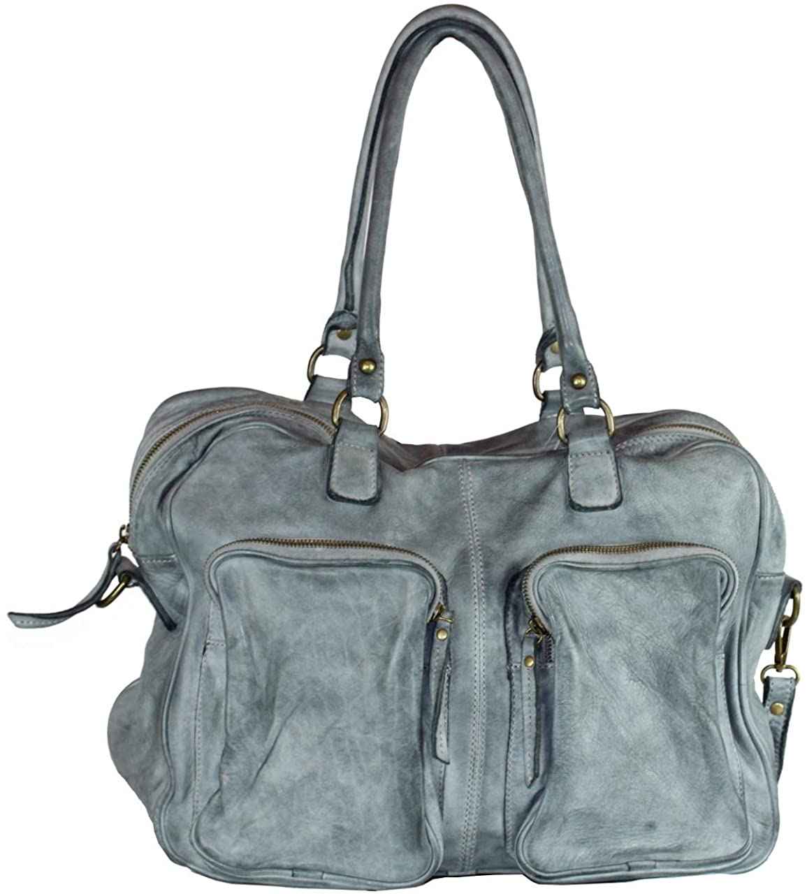 BZNA Bag Fonda Grau Italy Designer Damen Handtasche Schultertasche Tasche Leder Shopper Neu