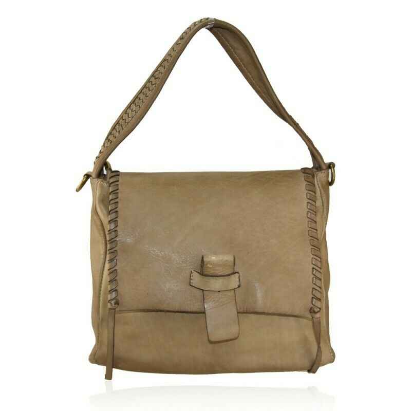 BZNA Bag Karina Taupe Italy Designer Messenger Damen Handtasche Schultertasche