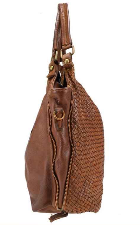 BZNA Bag Lea Cognac Italy Designer Damen Handtasche Schultertasche