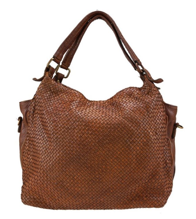 BZNA Bag Lea Cognac Italy Designer Damen Handtasche Schultertasche - B Z N A