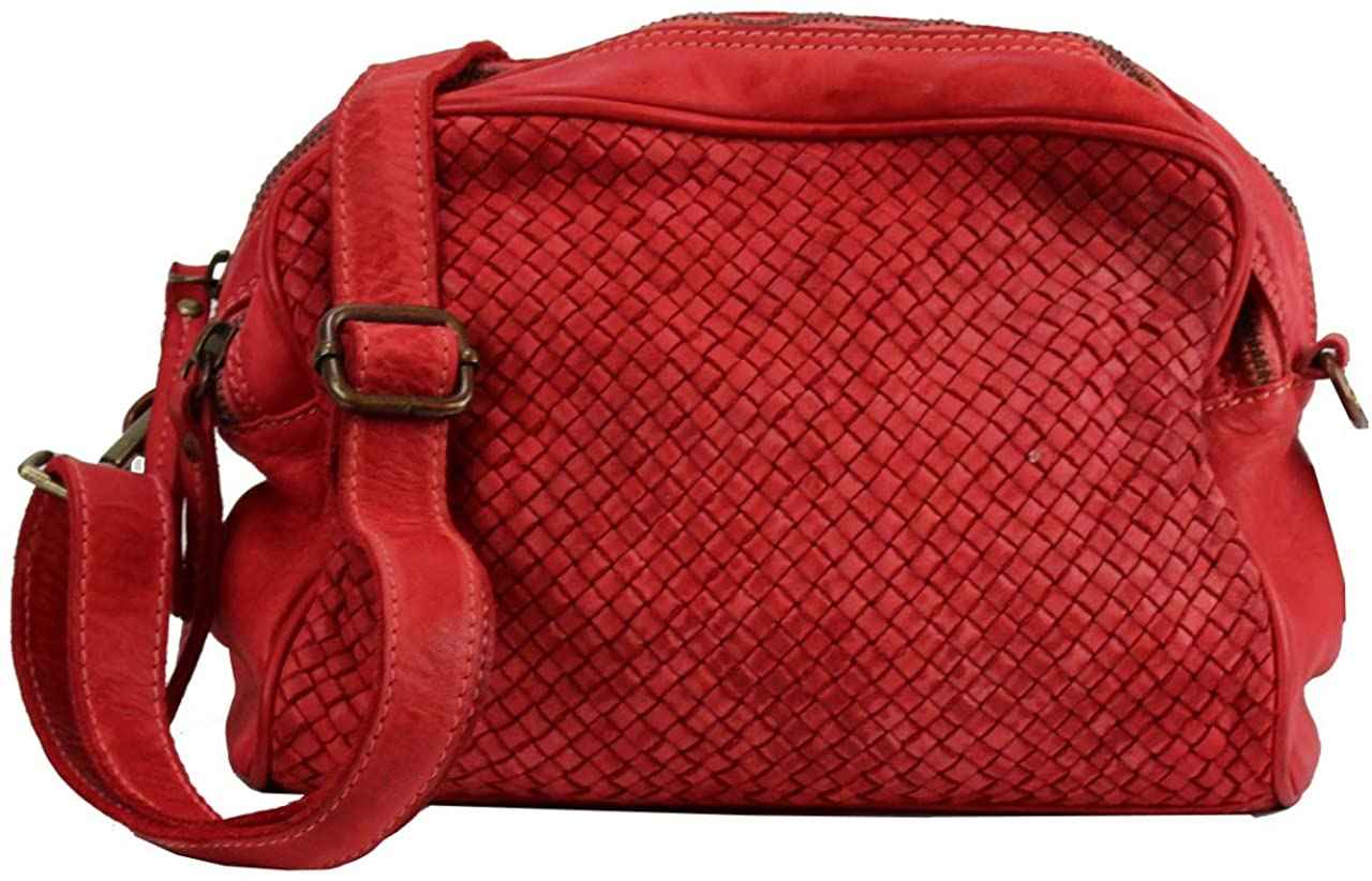 BZNA Bag Lucy Rot rosso Italy Designer Clutch Braided Ledertasche Umhängetasche Damen Handtasche Schultertasche Tasche Leder Shopper Neu