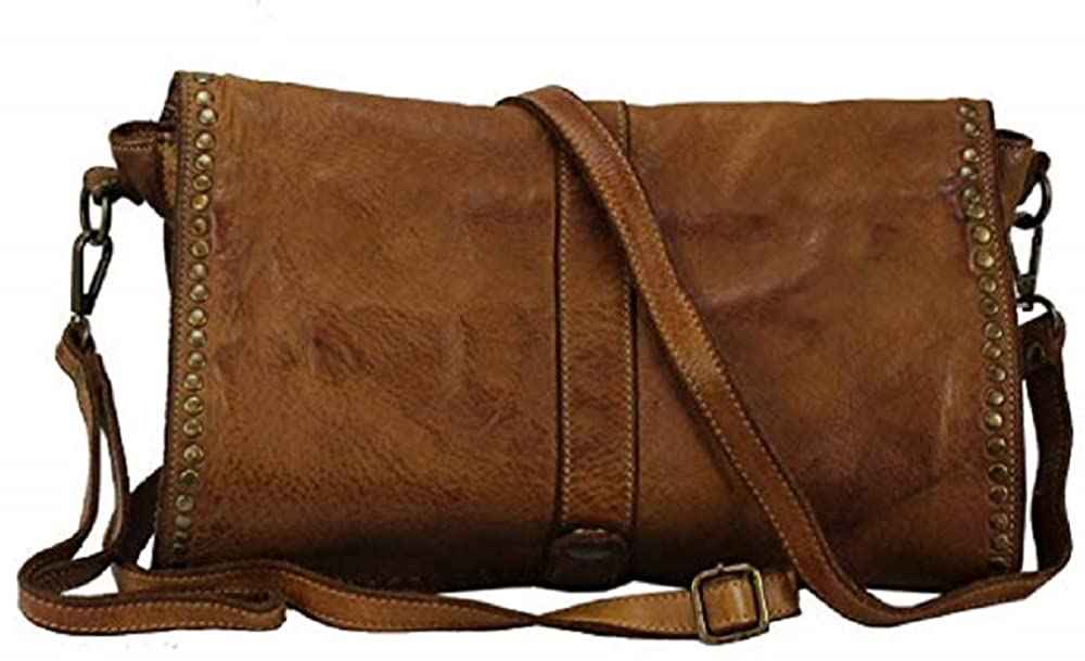 BZNA Bag Luna Lederfarben cognac Italy Designer Clutch Umhängetasche Ledertasche Damen Handtasche Schultertasche Tasche Leder Shopper Neu