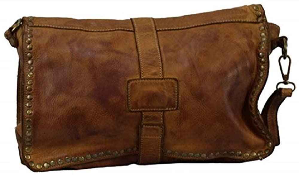 BZNA Bag Luna Lederfarben cognac Italy Designer Clutch Umhängetasche Ledertasche Damen Handtasche Schultertasche Tasche Leder Shopper Neu