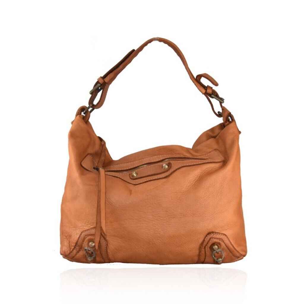 BZNA Bag Mania Cognac Italy Designer Damen Handtasche Schultertasche Tasche