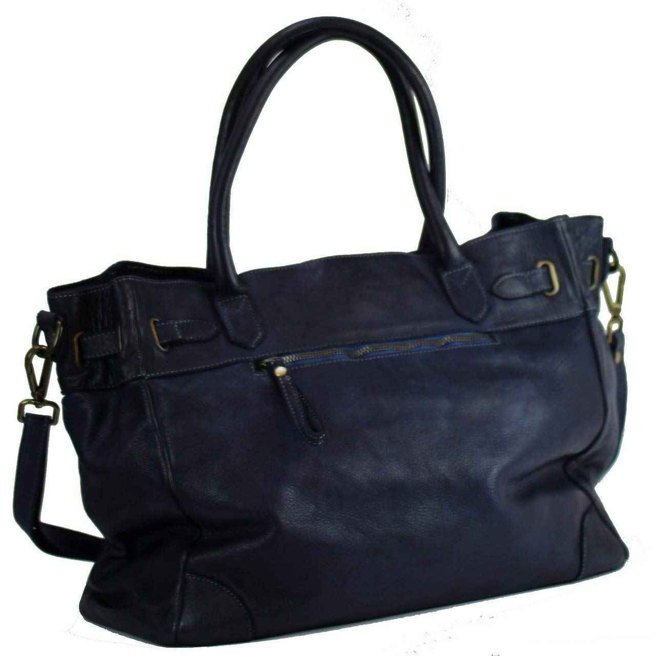 BZNA Bag Mila Blau navy vintage Italy Designer Business Damen Handtasche Ledertasche Schultertasche Tasche Leder Shopper Neu