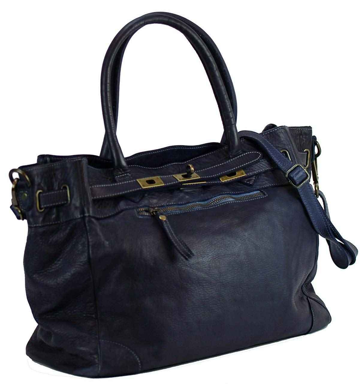 BZNA Bag Mila Blau navy vintage Italy Designer Business Damen Handtasche Ledertasche Schultertasche Tasche Leder Shopper Neu