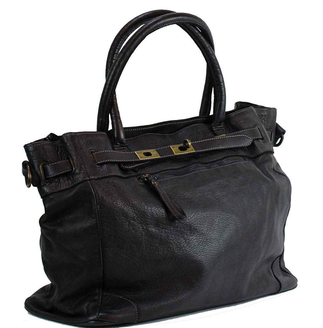 BZNA Bag Mila Schwarz nero vintage Italy Designer Business Damen Handtasche Ledertasche Schultertasche Tasche Leder Shopper Neu
