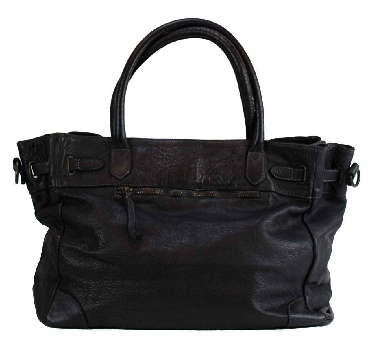 BZNA Bag Mila Schwarz nero vintage Italy Designer Business Damen Handtasche Ledertasche Schultertasche Tasche Leder Shopper Neu