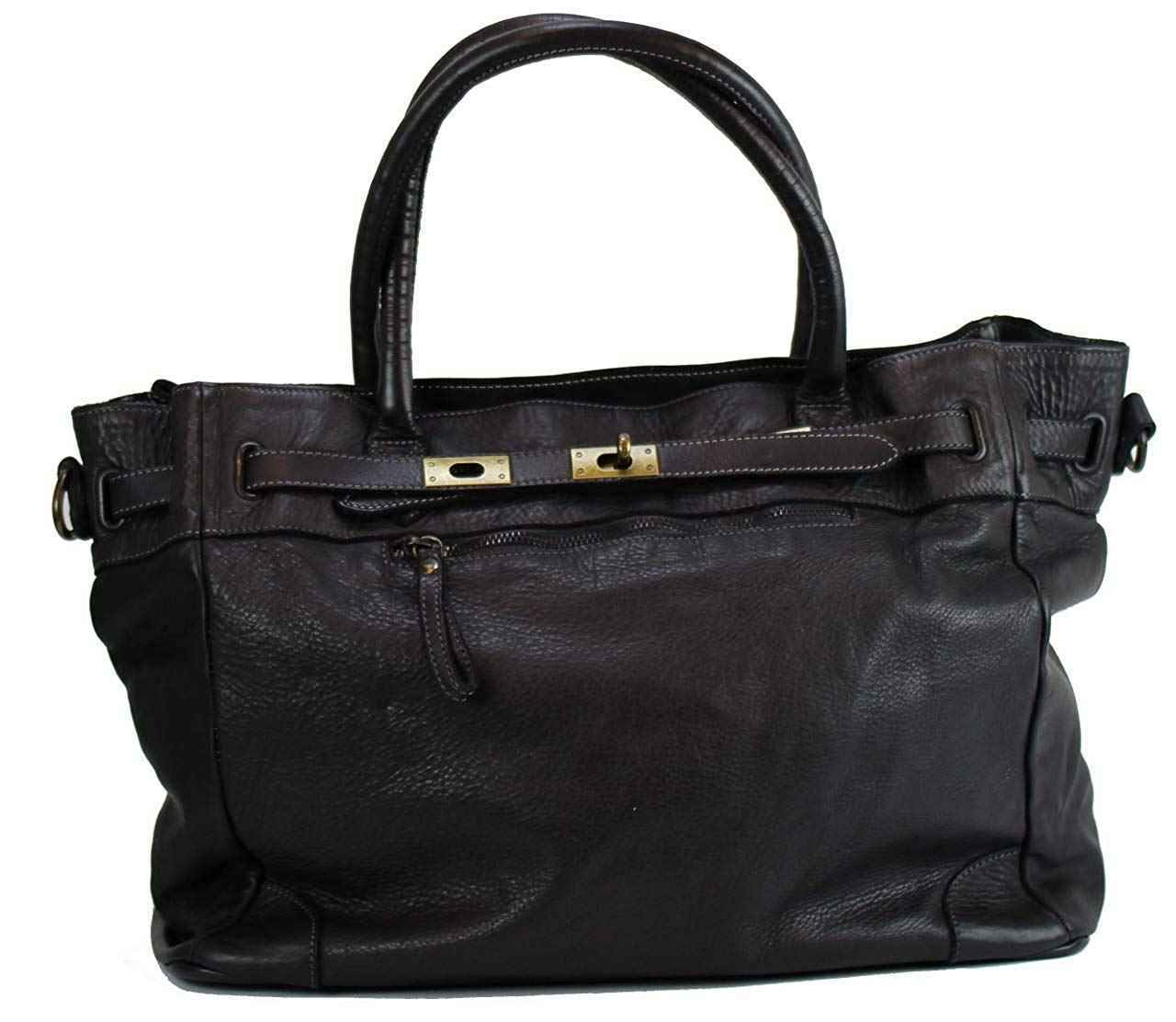 BZNA Bag Mila Schwarz nero vintage Italy Designer Business Damen Handtasche Ledertasche Schultertasche Tasche Leder Shopper Neu