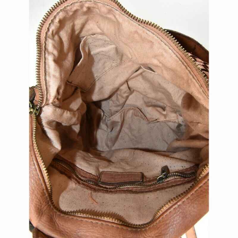 BZNA Bag Mona Cognac Backpacker Designer Rucksack Ledertasche Damenhandtasche