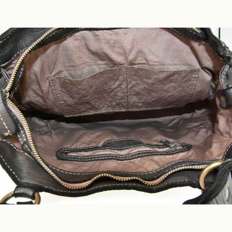 BZNA Bag Paris Taupe Italy Designer Beutel Umhängetasche Damen Handtasche Leder