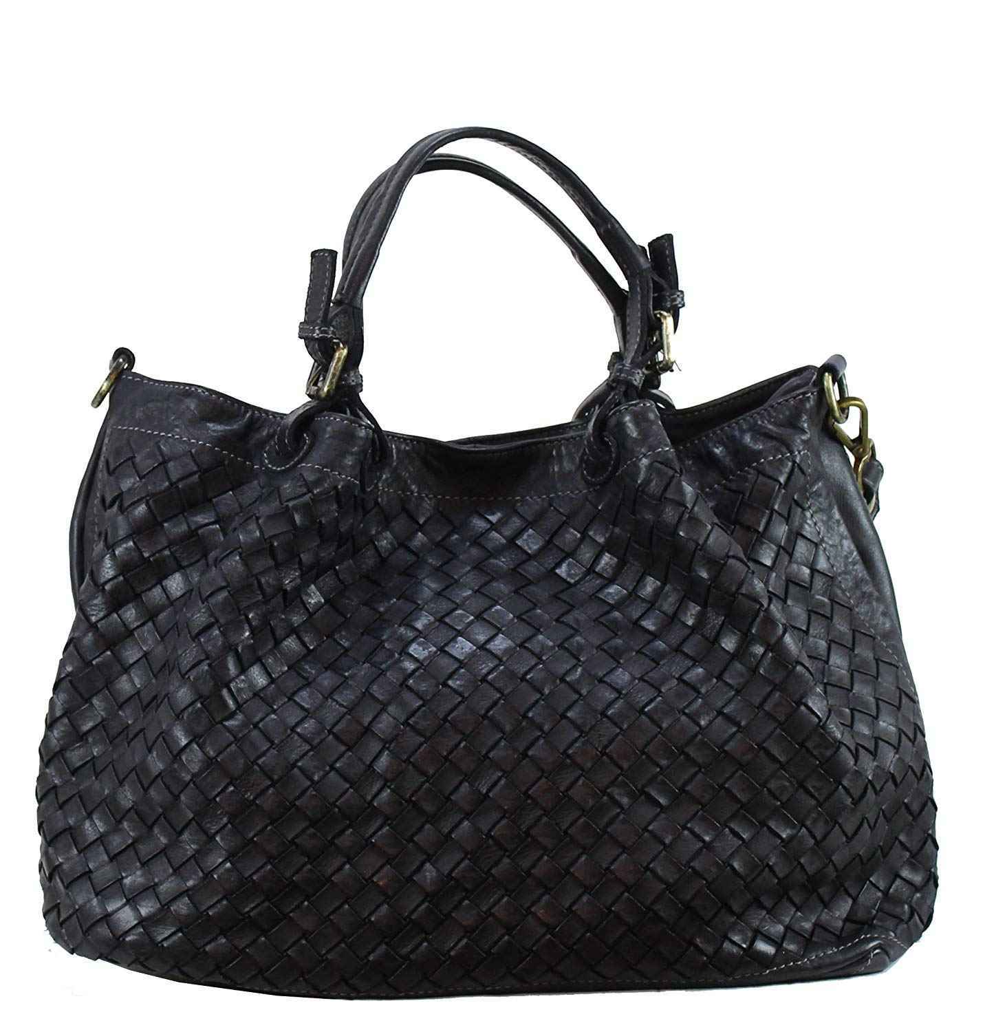 BZNA Bag Rene Schwarz Italy Designer geflochten Damen Handtasche Schultertasche Tasche Shopper Neu