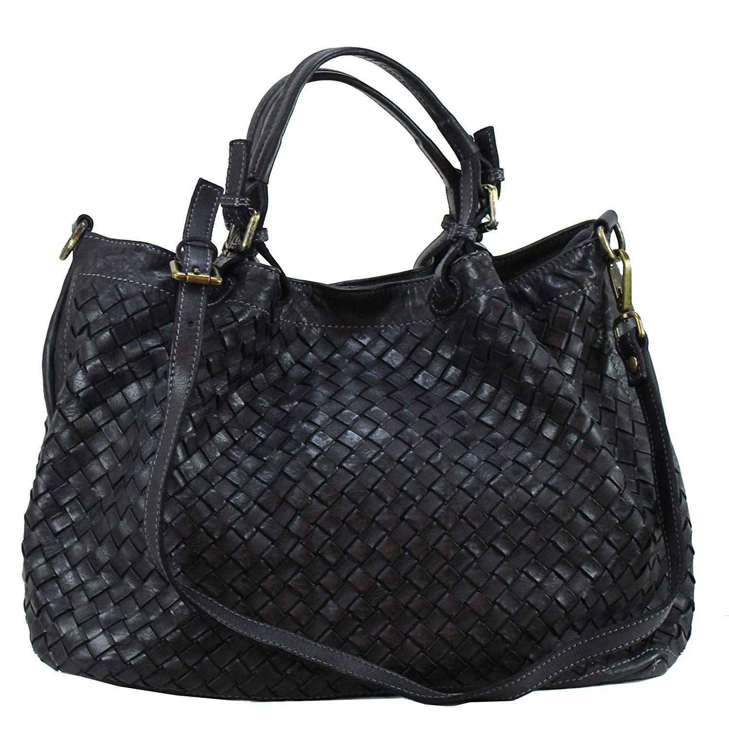 BZNA Bag Rene Schwarz Italy Designer geflochten Damen Handtasche Schultertasche Tasche Shopper Neu