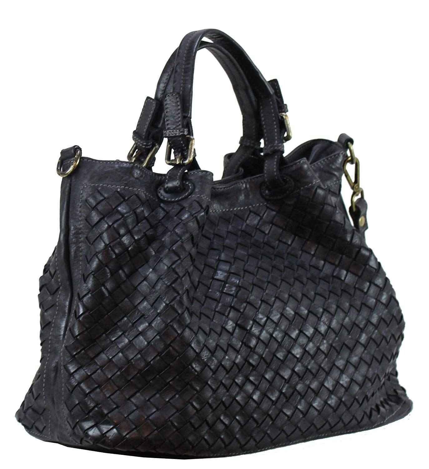 BZNA Bag Rene Schwarz Italy Designer geflochten Damen Handtasche Schultertasche Tasche Shopper Neu