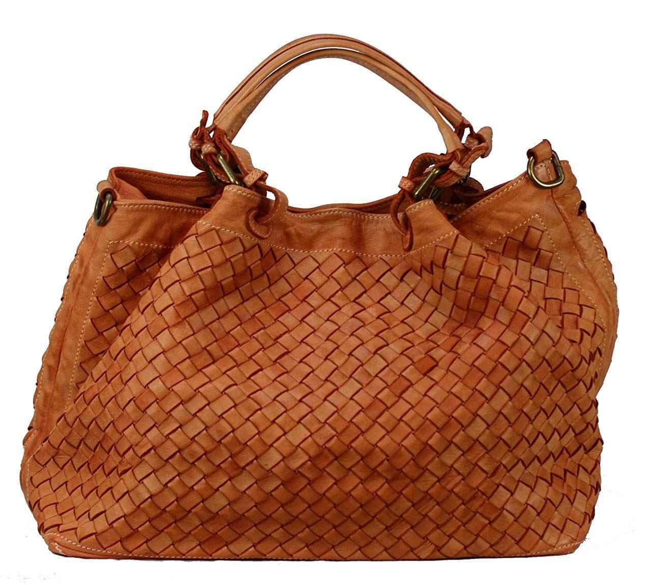 BZNA Bag Rene orange Italy Designer geflochten Damen Handtasche Schultertasche Tasche Shopper Neu
