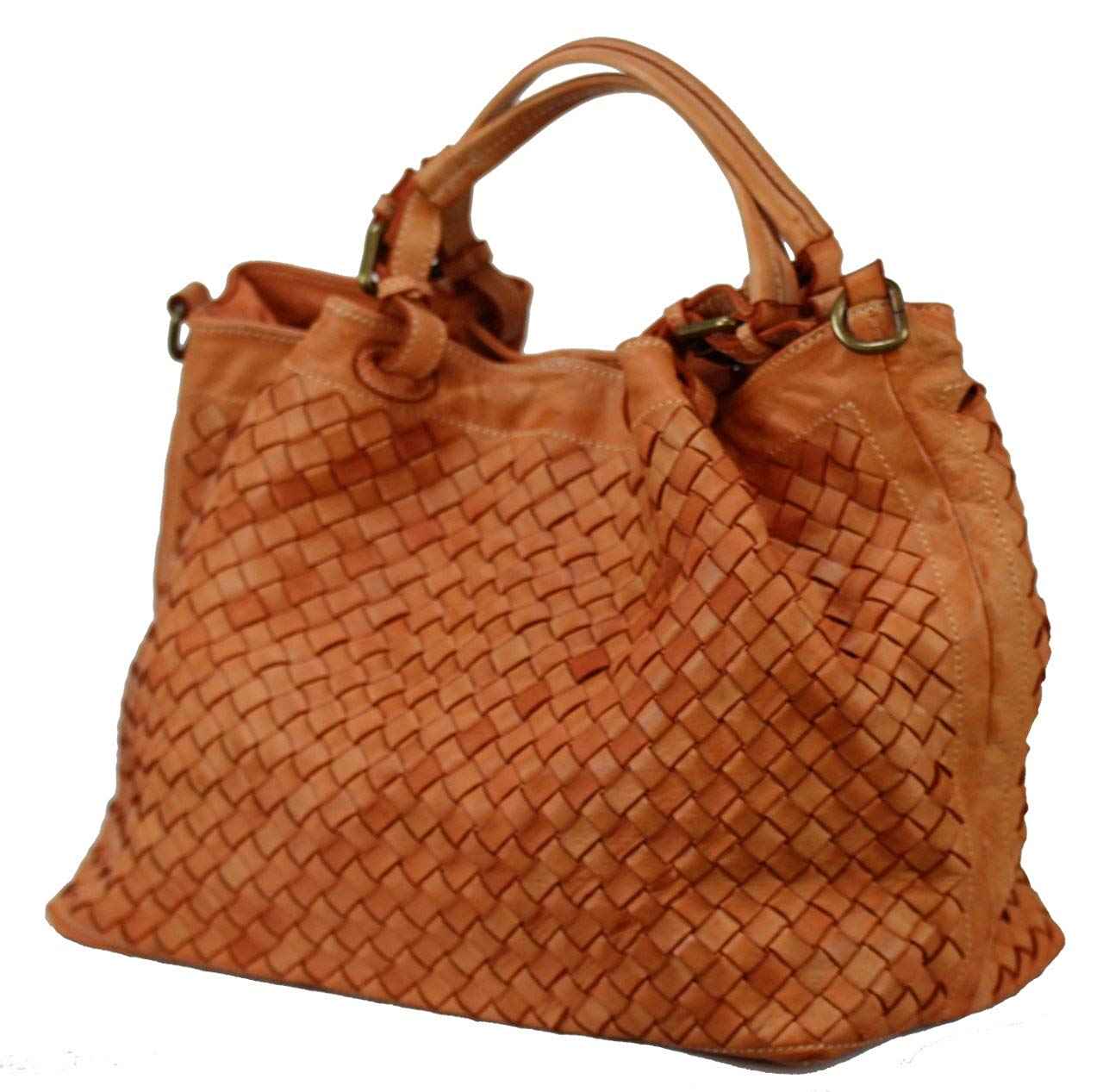 BZNA Bag Rene orange Italy Designer geflochten Damen Handtasche Schultertasche Tasche Shopper Neu - B Z N A