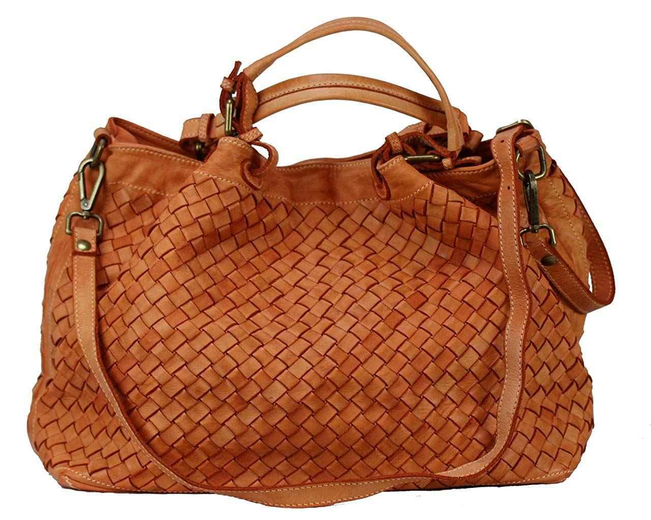 BZNA Bag Rene orange Italy Designer geflochten Damen Handtasche Schultertasche Tasche Shopper Neu
