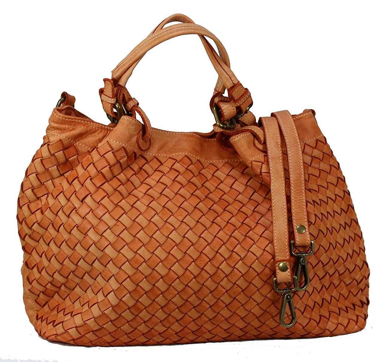 BZNA Bag Rene orange Italy Designer geflochten Damen Handtasche Schultertasche Tasche Shopper Neu