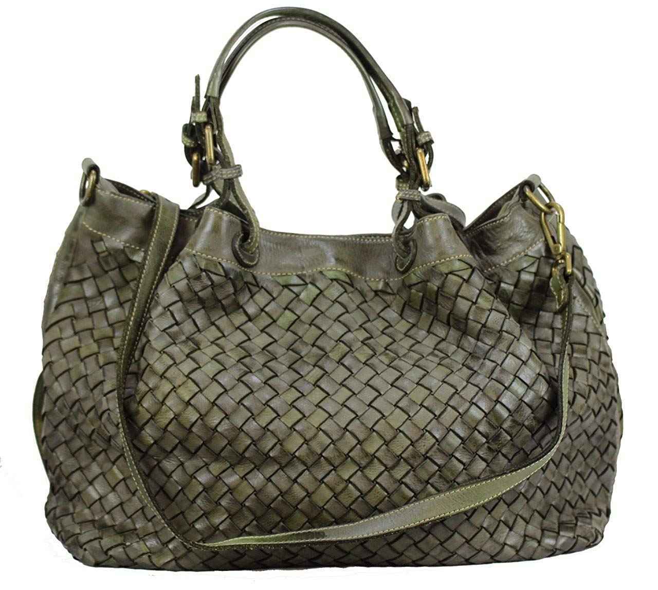 BZNA Bag Rene Grün Italy Designer geflochten Damen Handtasche Schultertasche Tasche Shopper Neu