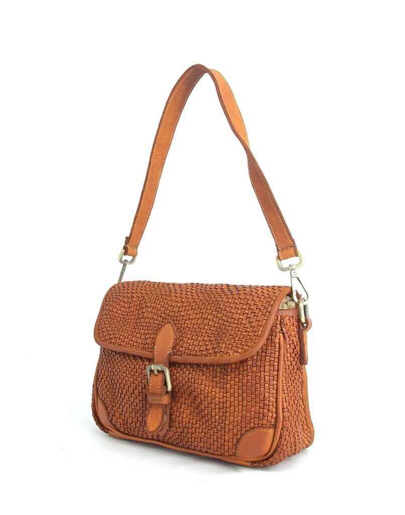 BZNA Bag Sil Cognac Umhängetasche Designer Clutch Ledertasche Schultertasche