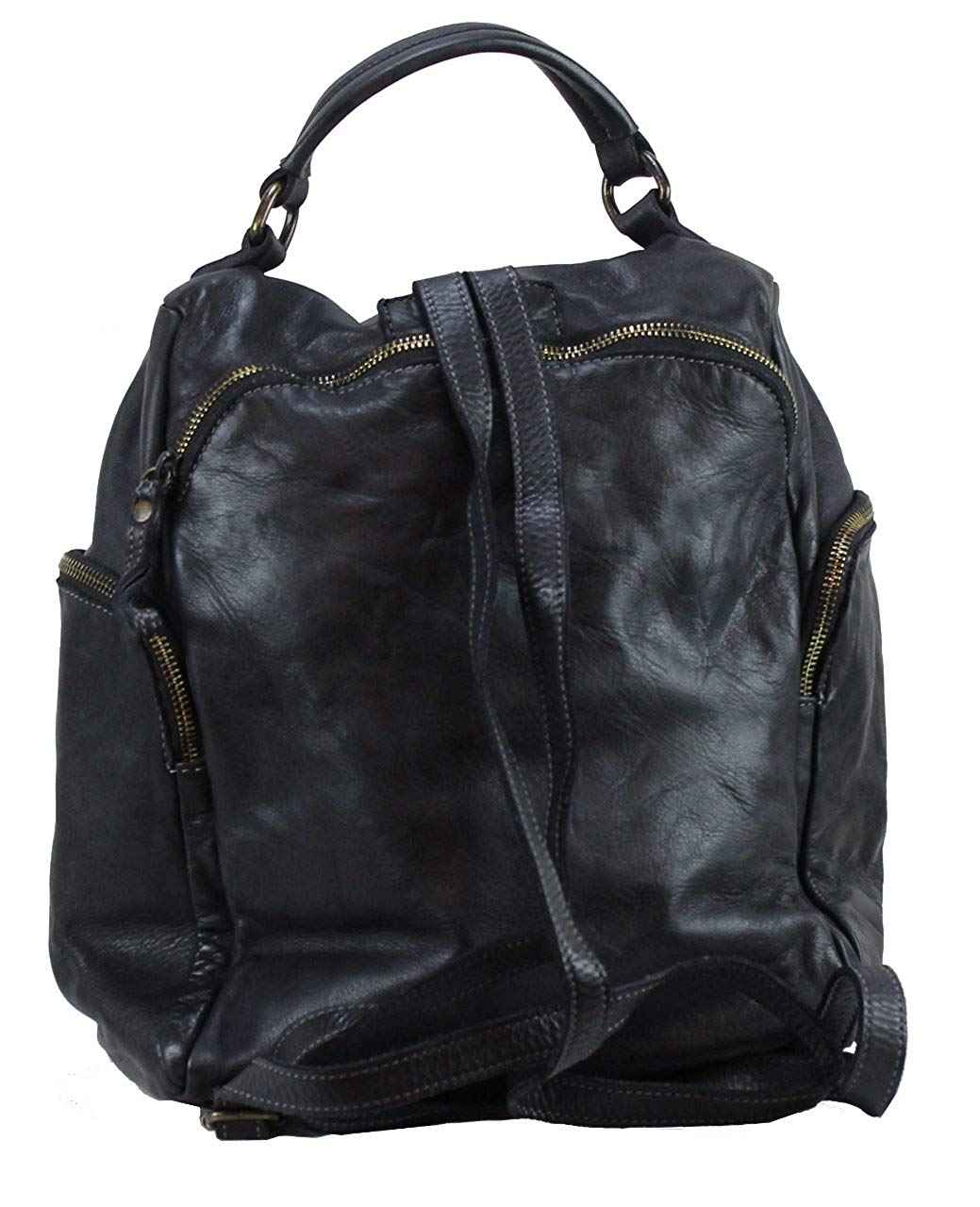 BZNA Bag Stella Schwarz Backpacker Designer Rucksack Damenhandtasche Schultertasche Leder Nappa