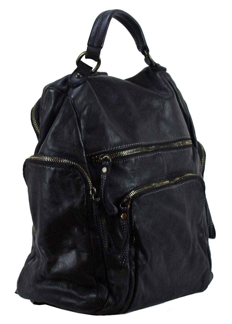 BZNA Bag Stella Schwarz Backpacker Designer Rucksack Damenhandtasche Schultertasche Leder Nappa