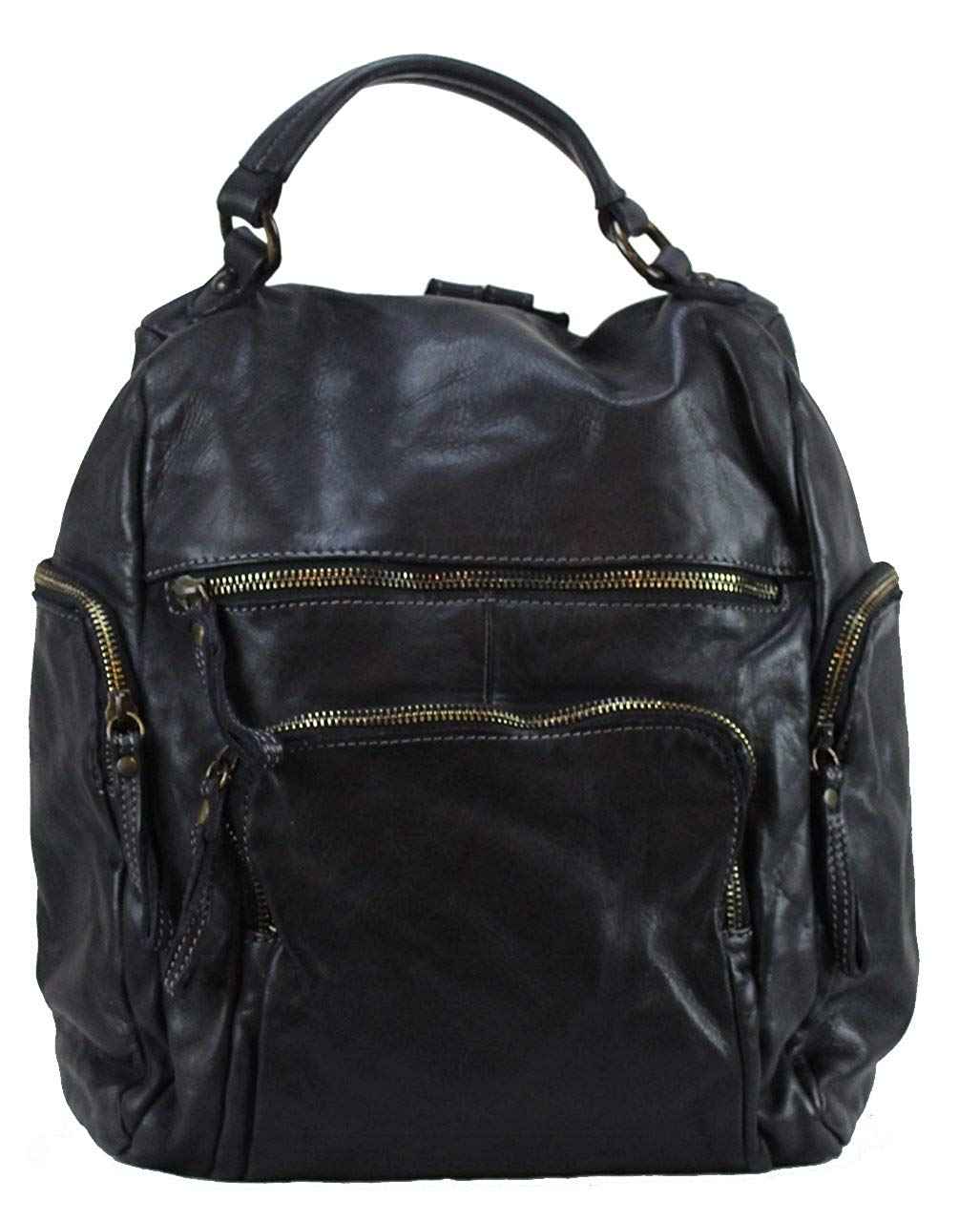BZNA Bag Stella Schwarz Backpacker Designer Rucksack Damenhandtasche Schultertasche Leder Nappa