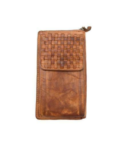 BZNA Berlin Hedda Cognac Wallet Leder Schulter Portemonnaie Geldbörse Clutch - B Z N A