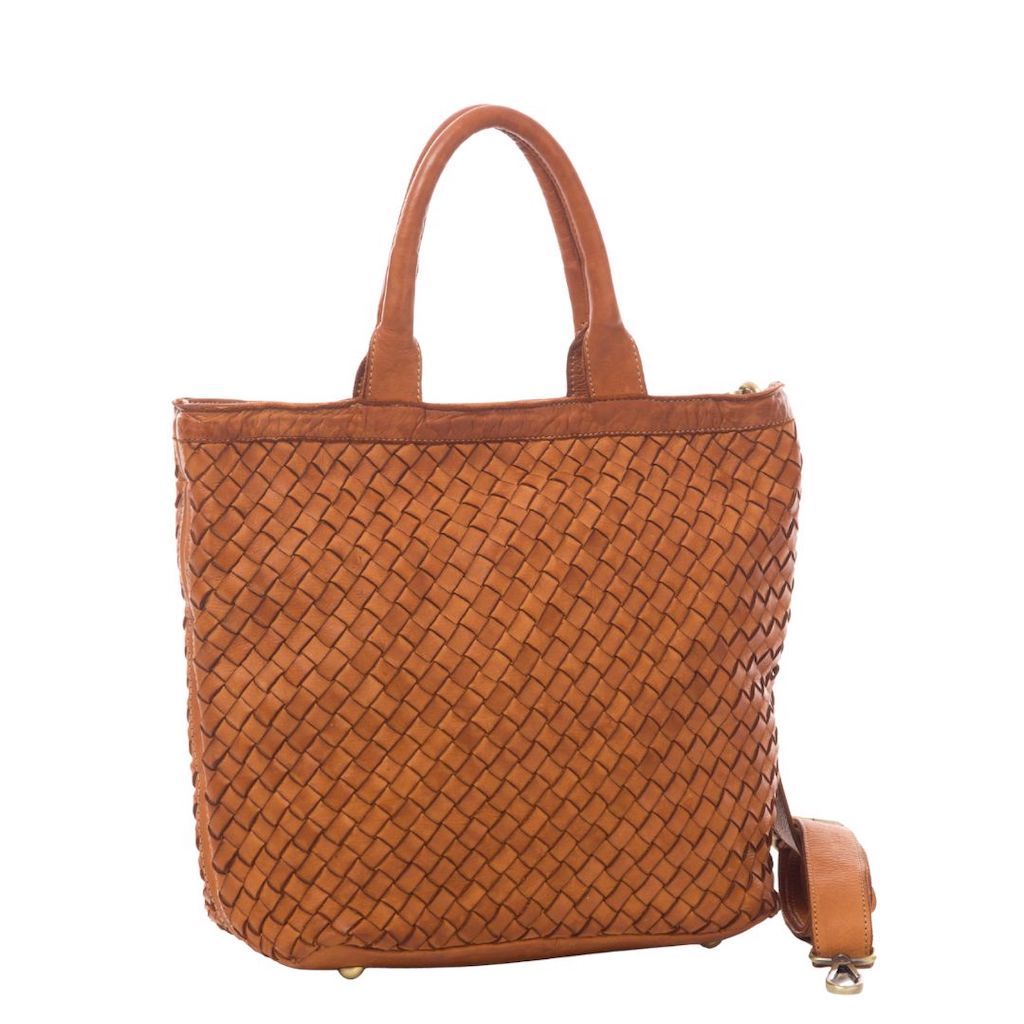 BZNA Bag Roma Cognac Italy Designer Damen Handtasche Tasche Leder Shopper - B Z N A